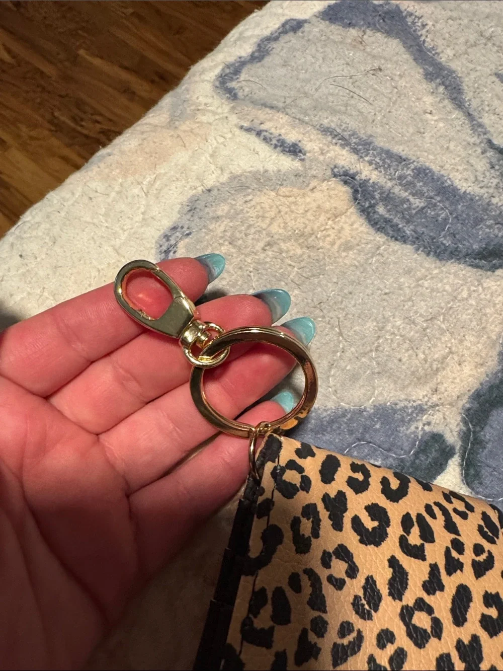 Kedzie Leopard Print Card Wallet Keychain - Black & Tan
